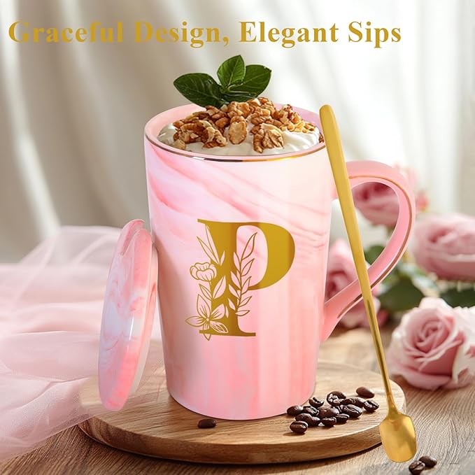 Personalized Ceramic Coffee Mug with Lid Tea Cup Women Teacher Coworker Assistant Principal Christmas Paraprofessional Administrative Professional It Hr Admin Day French Nursing Spanish Swim Latin,P