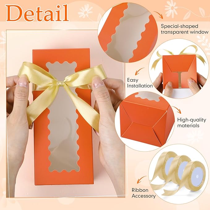 Windyun 100 Pcs Tumbler Gift Boxes for Sublimation Glass Exhibition Boxes Transparent for 12oz 16oz 20oz Shipping Cup Exhibition Packaging for Jars Mug Can Party Supplies(Orange)