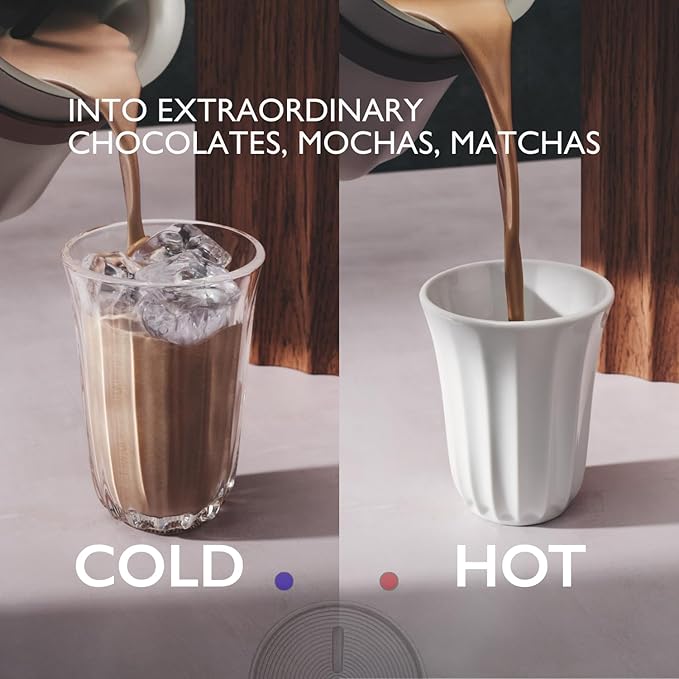 Hot & Cold Drinking Chocolate System - The ALL-NEW Velvetiser from Hotel Chocolat - Kit includes hot chocolate maker, 10 serving taster box, mug and glass - Pewter Edition