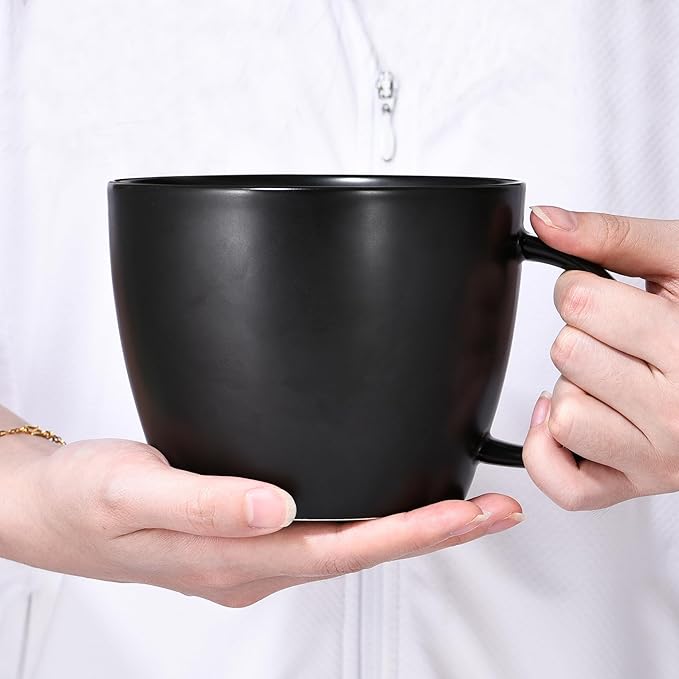 Matte Black Big Coffee Mug 30 oz Ceramic Tea Cup Extra Large Soup Bowl with Handle Microwave Safe, Gifts for Men Women Mom Dad Boyfriend Husband Wife or New Kitchen House Warming Presents