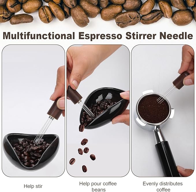 4-Piece Coffee Bean Dosing Cup, Spray Bottle, Espresso Stirrer Tool, Teaspoon Set, Ceramic Coffee Dosing Vessel Tray Kit Coffee Bar Accessories for Coffee Lovers (Up to 35g Coffee Bean)