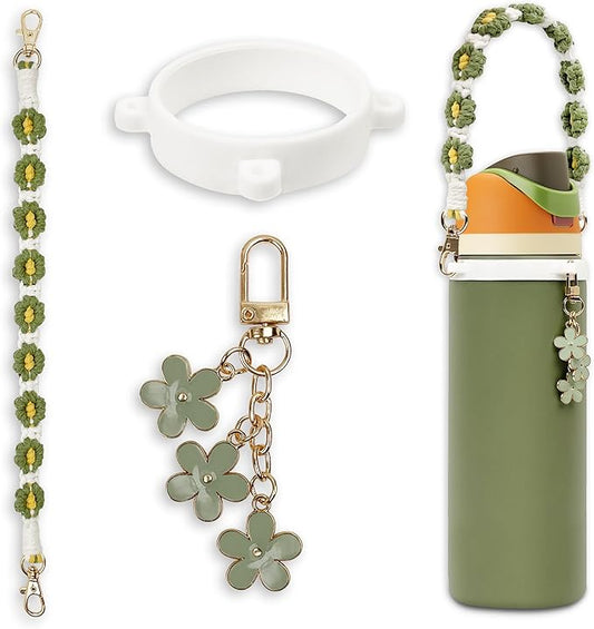 Handle Strap and Charm Set for Owala Water Bottle 24 oz, 32 oz, 40 oz, Owala Kids, Owala Coffee Tumbler, Owala FreeSip – Includes Handle Strap, for Owala Accessories & Stanley Cup Accessories