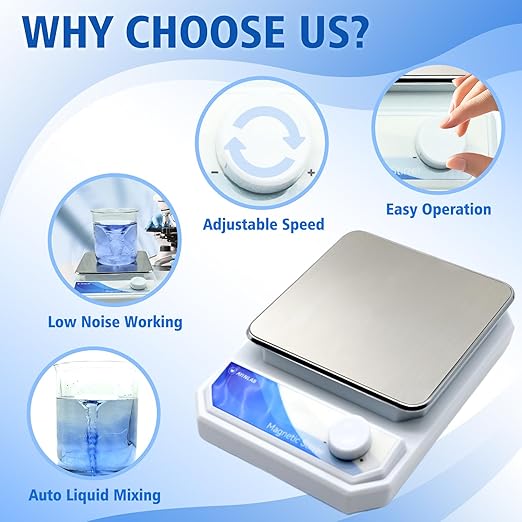 Magnetic Stirrer Set(4 Stir Bars & a Retriever), Strong Magnetic Stir Plate 3000rpm with Speed Control for Liquid Mixing, Magnetic Mixer for Chemistry, Lab, Yeast Starter, Drinks & DIYs