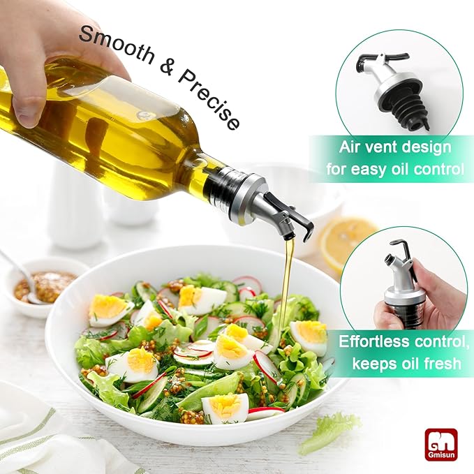 GMISUN Olive Oil Dispenser Bottle, 6 Pack Oil Dispensers Bottles for Kitchen, Cooking Vinegar Dispenser Set, Glass Container Cruet-Pourer Spout, Funnel and Labels