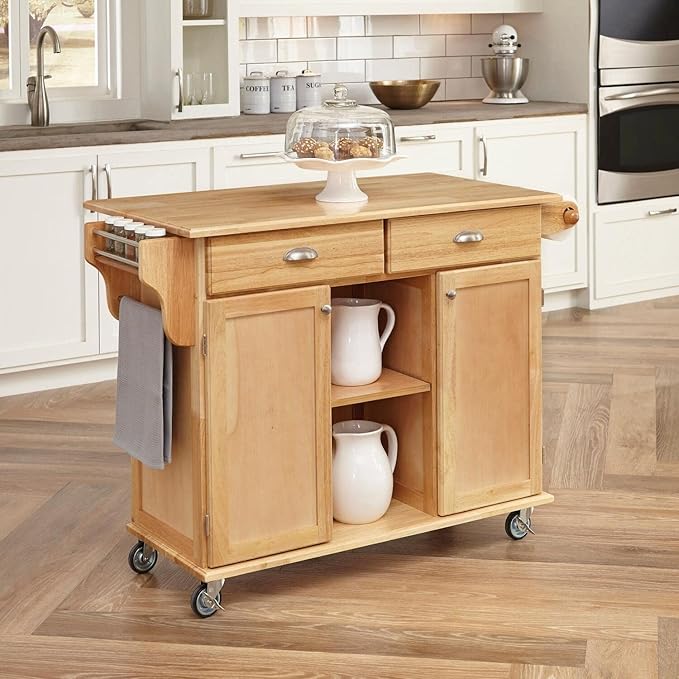 Homestyles General Line Natural Wood Mobile Kitchen Cart