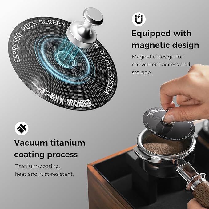 MHW-3BOMBER WDT Tool Espresso and 54mmPuck Screen 0.2mm