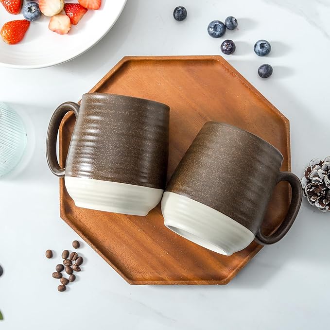 Hasense 20 oz Coffee Mugs, Large Tea Cups with Comfortable Handle Set of 2, Perfect for Coffee, Latte, Hot Cocoa, Dishwasher and Microwave Safe, Brown