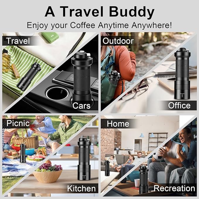 V4 Manual Coffee Grinder with Full Aluminum Alloy Body, Stainless Steel Burr for Consistent Uniform Grind,Foldable Handle, Portable Grinder for Espresso, French Press, Travel, Camping, Home