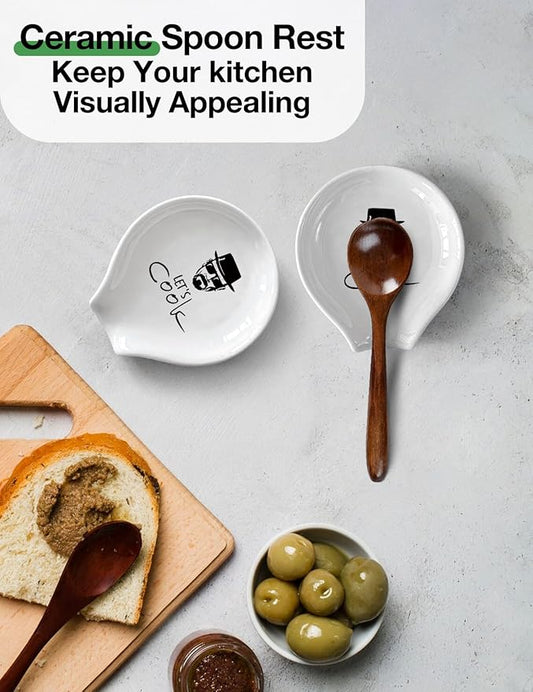 Funny Let’s Cook Coffee Spoon Holder Kitchen Spoon Rest, Coffee Station Decor Coffee Bar Accessories, Gift for Coffee Lovers, Women, Chef and Men