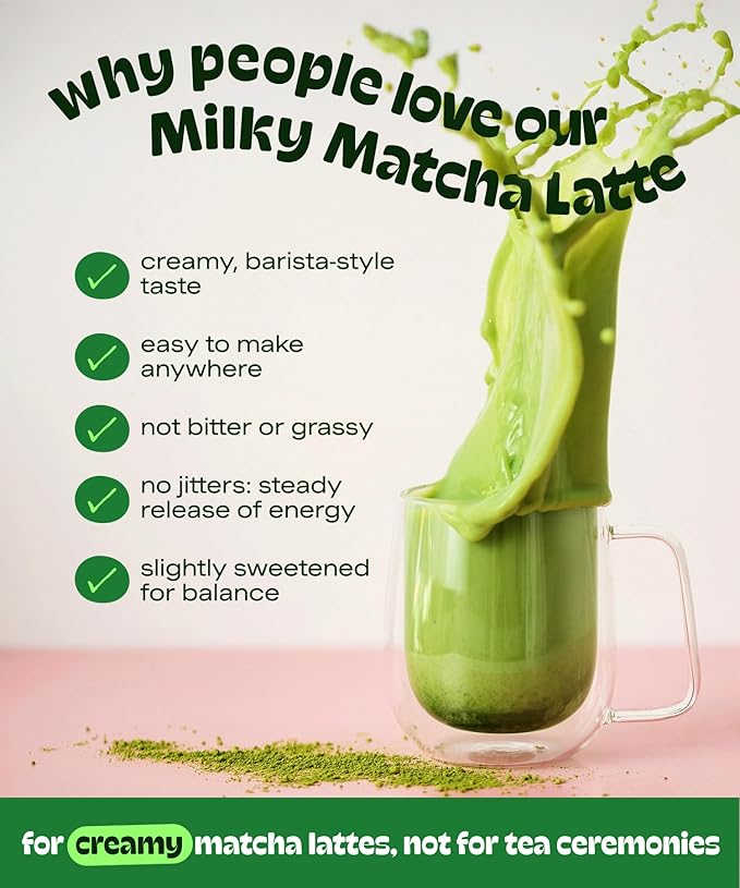 MatchaDNA Matcha Powder Sticks 7 Pack (20g Each) – Sweetened with Milk, No Sugar Added – Organic Matcha Powder Green Tea Latte Mix for Hot or Iced Drinks – Organic Macha Tea, Smooth Energy Boost