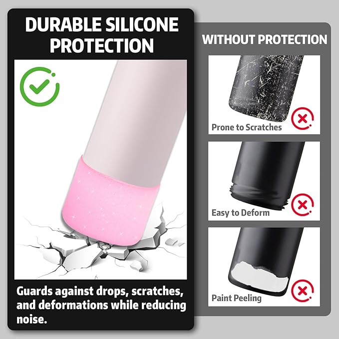 Silicone Boot for Owala 40oz Water Bottle – Anti-Slip Protective Cover, Bottle Boot, Base Cover Compatible with FreeSip, Sleeve for Stainless Steel Tumblers (Glitter Pink, 40OZ)