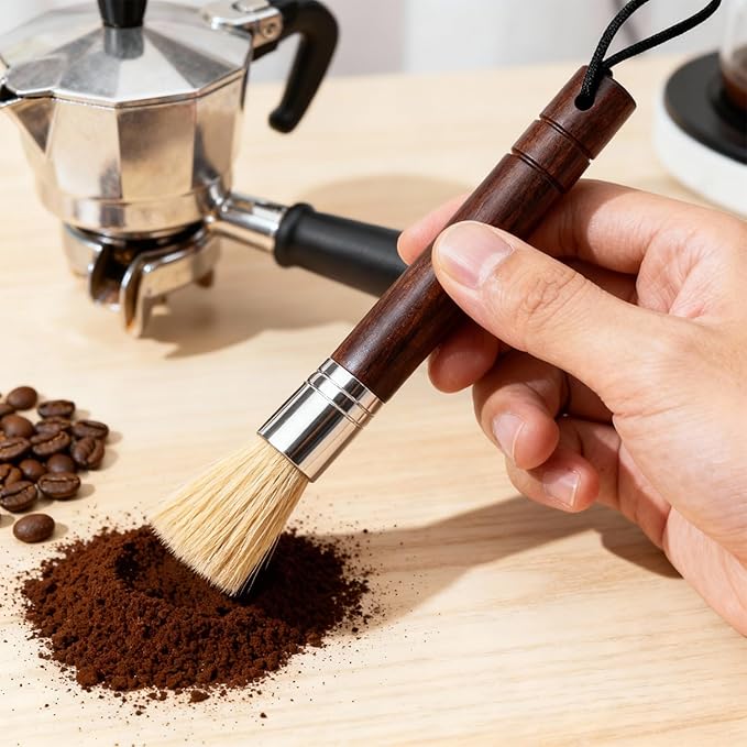 Coffee Grinder Cleaning Brush Dusting Espresso Brush Cleaner Wood Handle and Bristles Espresso Machine Cleaning Brush Coffee Cleaning Brush Barista Brush for Bean Grain Coffee Tool Barista HomeKitchen