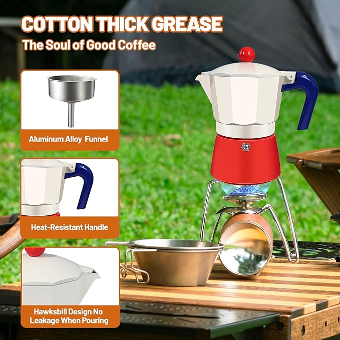 DITOSH 6 Cup Aluminum Espresso Stovetop Moka Pot Express Coffee Maker Percolator Italian Classic Mocha Coffee Machine for Italian and Cuban Cafe Brewing for Home Camping 300ml