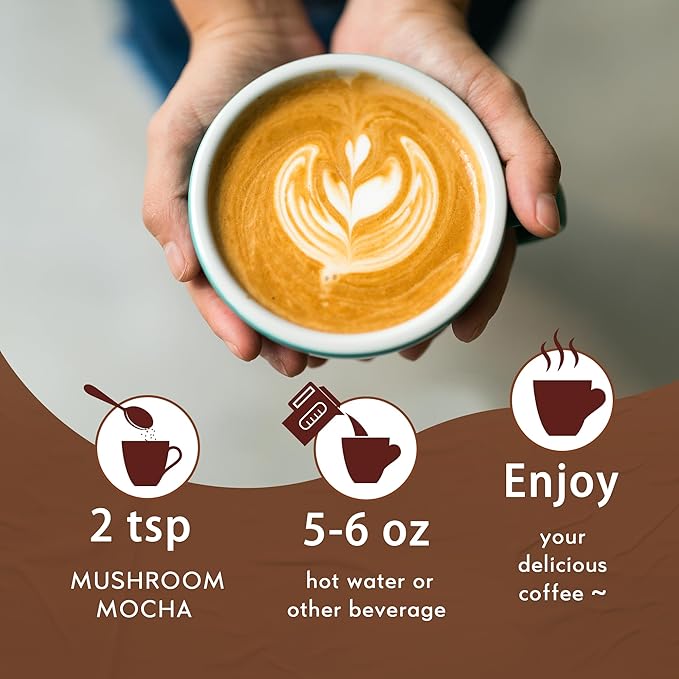 Mushroom Coffee with Cocoa Powder, 10 in 1 Mushroom Blend Instant Powder, Coconut & MCT | Focus, Energy, Immunity | Sugar Free, Vegan, Gluten-Free, Non-GMO | 30 Servings, 8.5 Oz