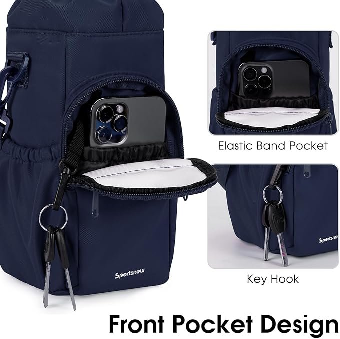 sportsnew Water Bottle Holder with Strap 32oz 40oz Insulated Water Bottle Carrier Sling Bag with Phone Pocket Crossbody