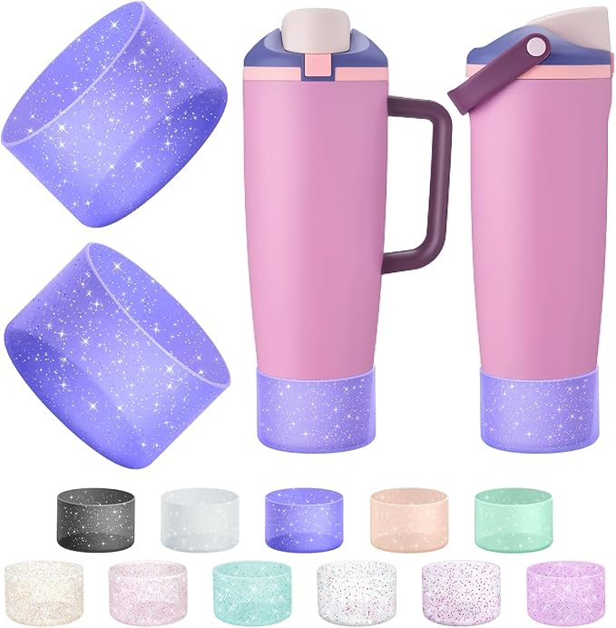 2PCS Silicone Boot Compatible with Owala 30oz & 40oz FreeSip Sway Bottles & Tumblers, Protective Anti-Slip Bottom Cover Sleeve for Freesip Sway Tumbler