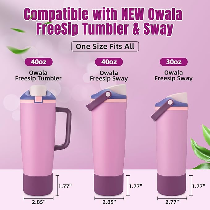 2PCS Silicone Boot Compatible with Owala 30oz & 40oz FreeSip Sway Bottles & Tumblers, Protective Anti-Slip Bottom Cover Sleeve for Freesip Sway Tumbler