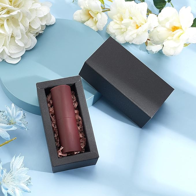 BENECREAT 12PCS Black Kraft Packaging Drawer Box 4x2x1.4 Inch Cardboard Present Box Gift Wrapping Boxes for Lipstick, Small Perfume Essential Oil Bottle