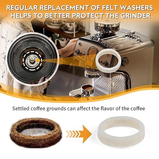 Abeskch Felt Washer Replacement & Cleaning Brush for Breville Espresso Machines Grinders BES870/ BES878/ BES880/ BES860/ BES840/ BES990/ BES980/ BCG820 (10-Pack)