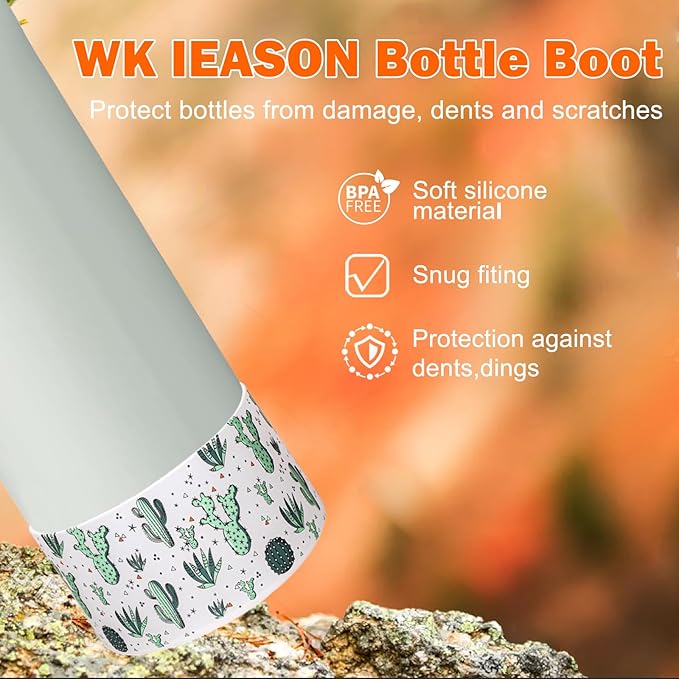 WK IEASON 2Pcs Silicone Boot for Owala Water Bottle, Protective Flask Bottom Cover Base for Owala FreeSip Twist and Flip Flask Water Bottle Accessories-2.83inch Bottom Diameter