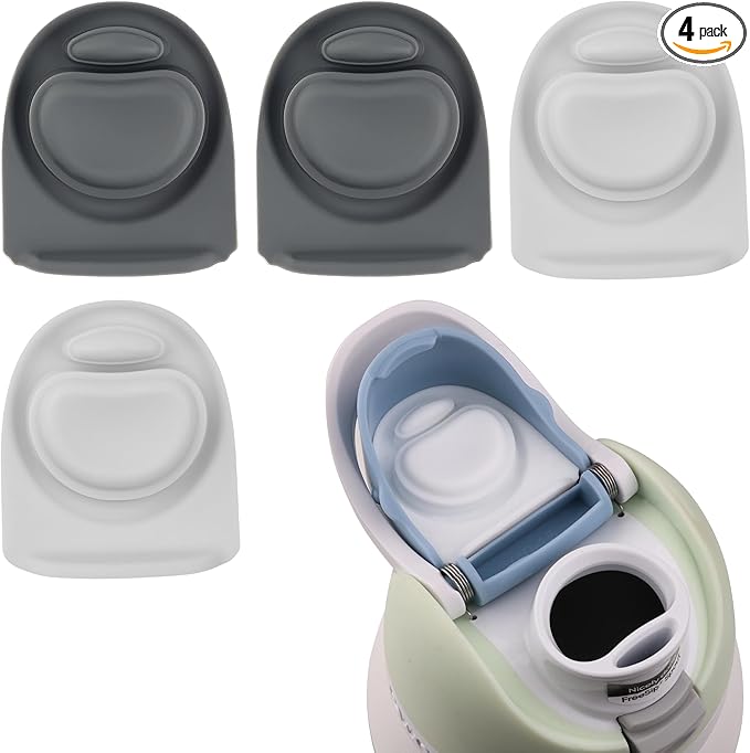Joshey 4 Pack Rubber Seal Replacement Stopper, Compatible with Owala Freesip 24 oz 32 oz Bottle Spout Lid-Silicone Gasket Replacement Parts (Gray+White)