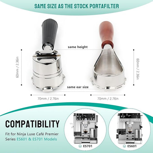 Bottomless Portafilter for Ninja Luxe Café Premier Series ES601 & ES601C Models | Basket Not Included | Compatible with Stock Filter Basket | Wooden Handle