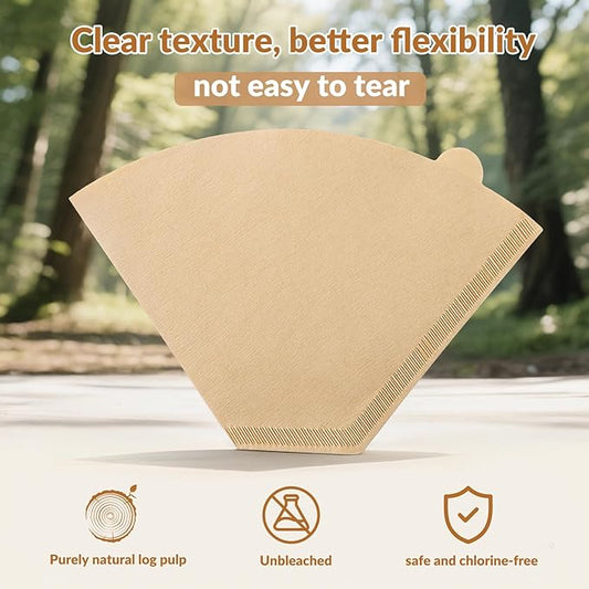Qukisuma #4 Cone Coffee Filters – 150 Count, Unbleached Natural, 8-12 Cup