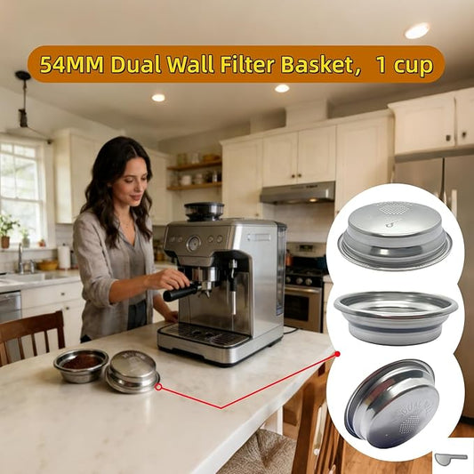 1 cup 54 mm Dual Wall coffee Filter Basket compatible with Breville BES870/875/880/878/890/500/ Express Espresso Machine BES870XL Filter Basket