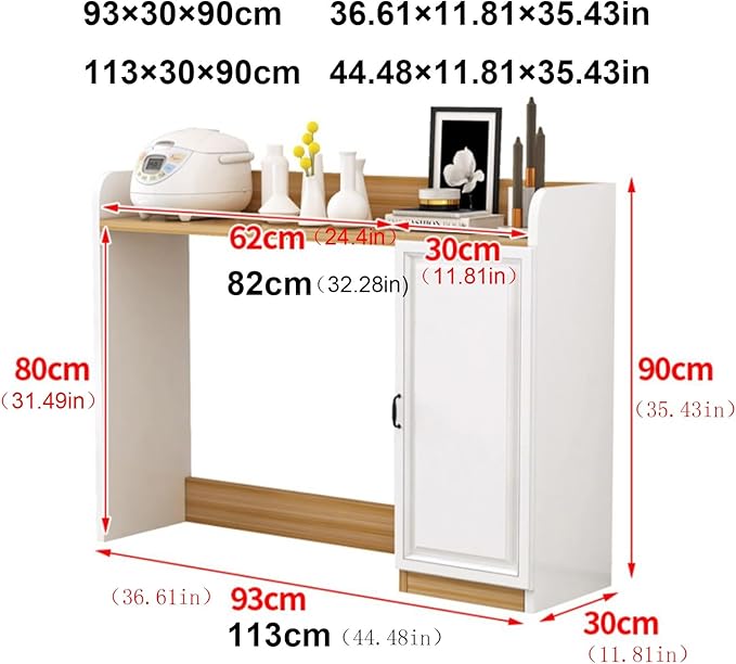 Coffee Bar Table with Storage Cabinet Sideboard Buffet Cabinet Folding Side Table Freestanding Pantry Cabinet for Kitchen Living Dining Room Entryway(B,Large)