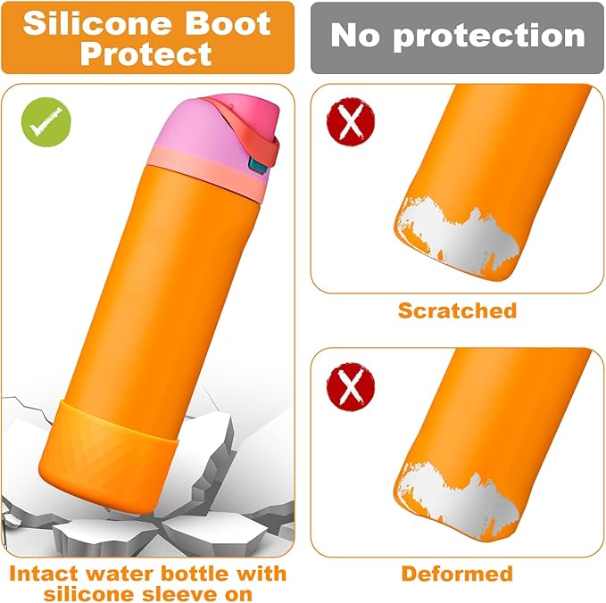 2PCS Silicone Water Bottle Boot for Owala 24oz 32oz 40oz, Anti-Slip Protective Sleeve Bottom Bumper Protector for FreeSip, Twist, and Flip Stainless Steel Water Bottles