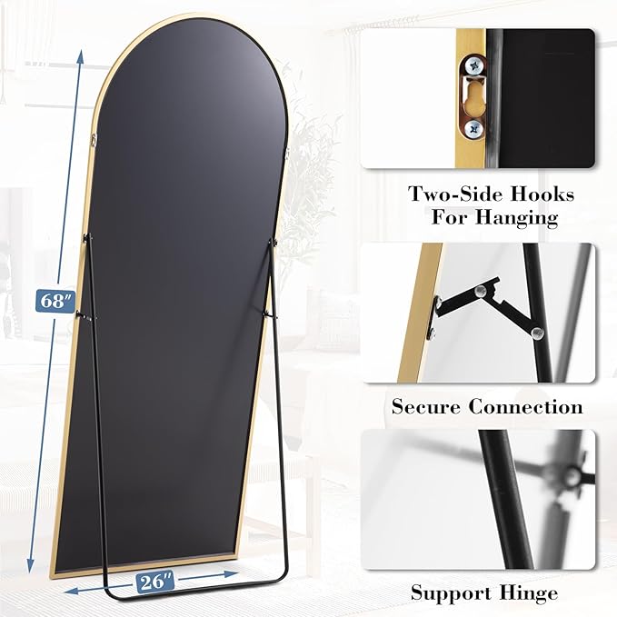 NEWBULIG Full Length Mirror, Upgraded Body Wall Mirrors with Shatter-Proof Glass, Floor Standing Mirror, Home Wall Decor
