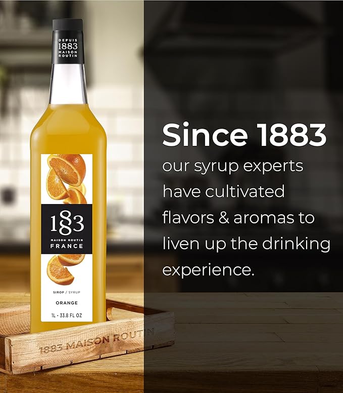 1883 Orange Syrup for Drinks, Made in France, 1 Liter Glass Bottle