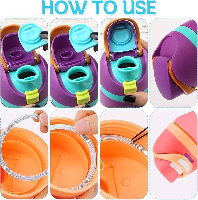 4 Sets Replacement Seal Gasket Stoppers for Owala Freesip Cap Mouth,Silicone O Sealing Ring Parts Water Bottle Top Lid Accessories for Owala Freesip 16/19/24/32/40oz（4 Colors 8）