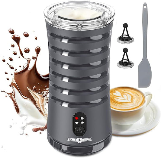 Milk Frother, Paris Rhône 4-in-1 Milk Steamer and Frother, Hot & Cold Foam Milk Warmer with Temperature Control, Gray
