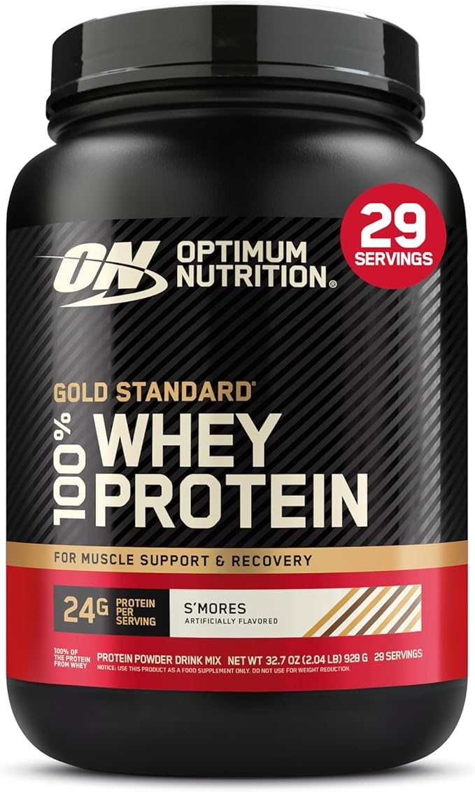 Optimum Nutrition New Flavor Gold Standard 100% Whey Protein Powder, S'Mores, 2 Pound (Pack of 1) (Packaging May Vary)