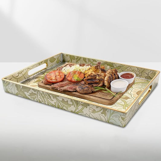 Coffee Table Trays for Living Room Serving Tray with Handles, Modern Large Tray for Ottoman Coffee Table