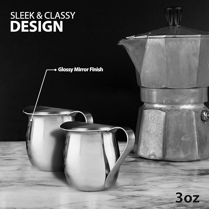 EHOMEA2Z Stainless Steel Bell Creamer Espresso Shot Frothing Pitcher Cup Latte Art (4, 5 Oz)