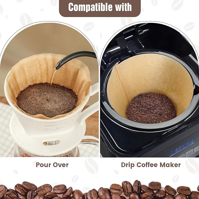 200 Count Cone Coffee Filters #4, Clinuse Unbleached Size 04 Coffee Filters 8-12 Cup, Disposable Natural Paper Filters, No.4 Cone Filters for Ninja, Cuisinart, Pour Over and Drip Coffee Maker