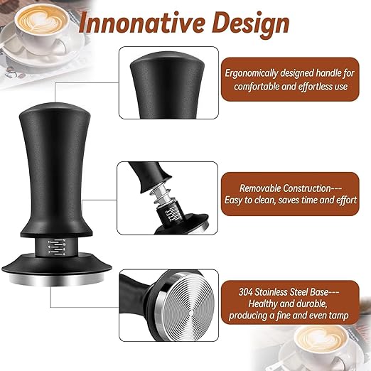 51mm Espresso Accessories Kit – Calibrated Tamper, WDT Distribution Tool, Magnetic Dosing Funnel & Silicone Mat – for 51mm Portafilters