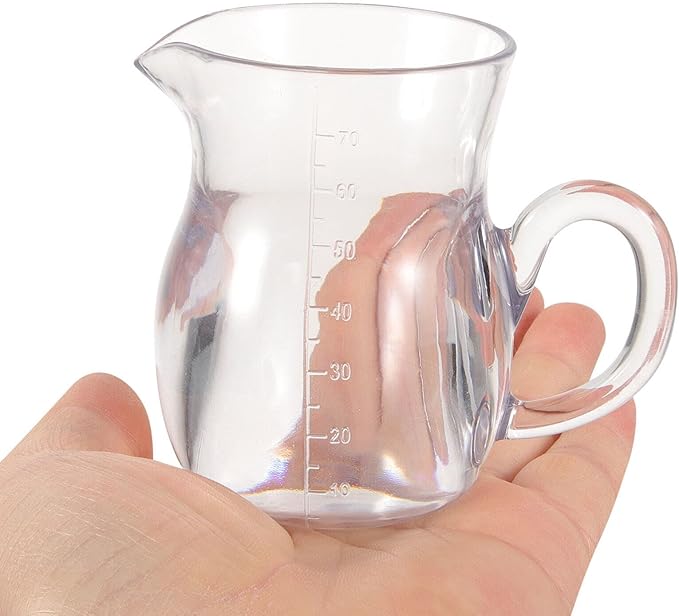 Kichvoe 2pcs Acrylic Wine Decanter Set: Liquor Dispenser with Handle Individual Small Decanter Cream Pitcher Milk Pourer Coffee Mug Tea Maple Syrup Serving, 70ml/2.4oz