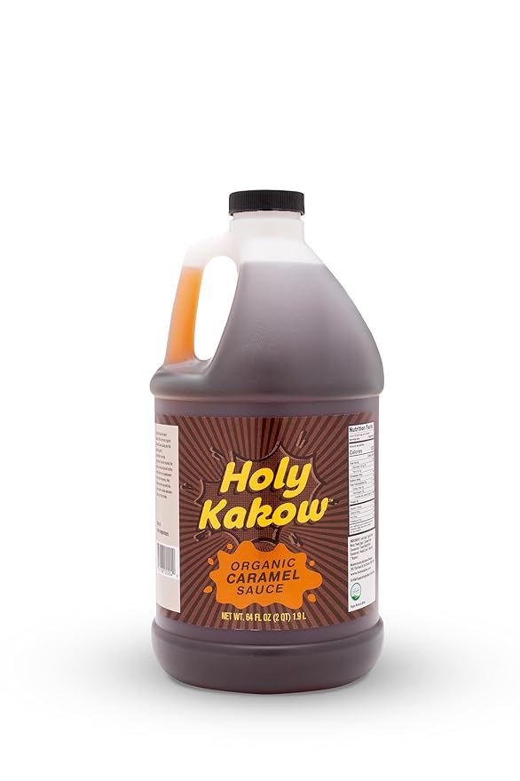 Holy Kakow Organic Caramel Sauce - Caramel Sauce for Coffee, Caramel Drizzle, Vegan Caramel Sauce, Keto Caramel Sauce for Ice Cream, Dairy-Free Caramel Sauce, Gluten-Free, Allergen-Free - 64 Oz
