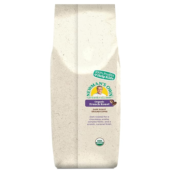 Newman's Own Organics Newman's French Roast, Ground Coffee, Fair Trade Certified, Dark Roast, Bagged 10oz