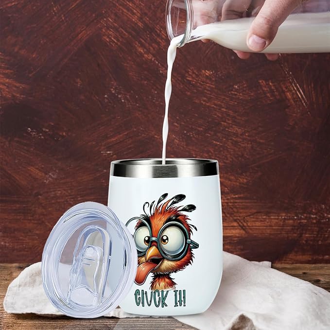 Funny Quotes Wine Tumbler, Sarcastic Cartoon Bird Gifts Bird Decor Stuff Double Wall Vacuum Insulated Coffee Mug Wine Glass 12 oz Tumbler with Lid for Dad Mom Birthday Mothers Fathers Day Christmas
