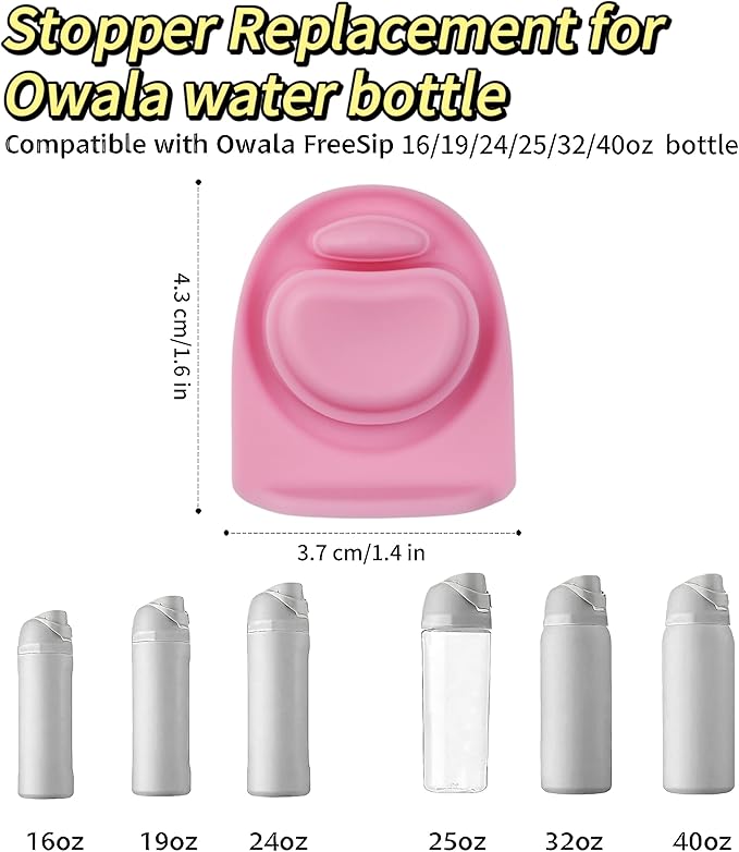 Joshey 6 Pack Rubber Seal Replacement Stopper, Compatible with Owala Freesip 24oz 32oz Water Bottle Spout Cap-Silicone Gasket Replacement Parts (Pink)