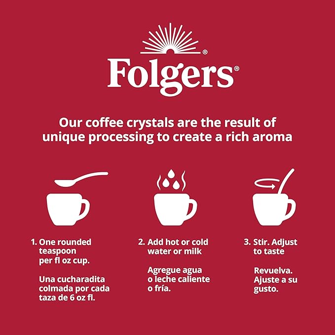 Folgers Classic Roast Instant Coffee, 12 Ounces (Pack of 6)