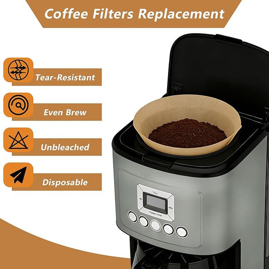 120 Count Cone Coffee Filters Compatible with Cuisinart, Replacement Paper Coffee Filters 12 Cup, No Blowout, Disposable, Unbleached Paper Filter, Easy to Clean, Perfect for Drip Coffeemaker