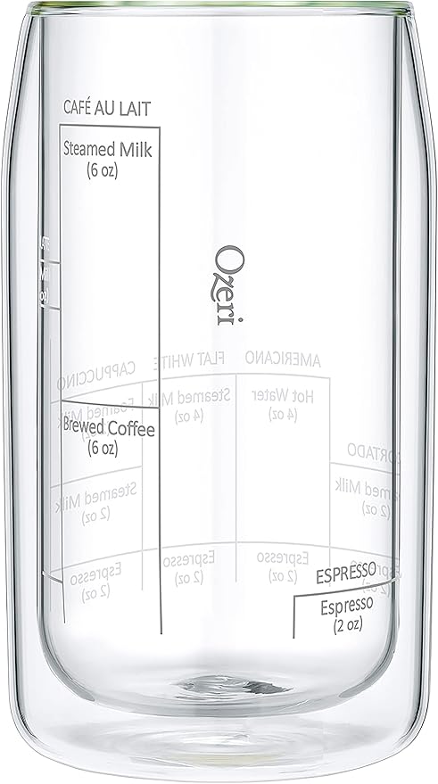 Ozeri Moderna Artisan Series Double Wall Barista Coffee Glass, 15 oz, Clear