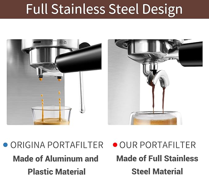 51mm Stainless Steel Portafilter with Double Spouts for CM5418, 3 Ears Portafilter with Portafilter Basket Removal Tool Compatible for CASABREWS CM5418, 3700Essential and 5418Pro