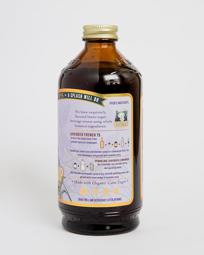 Portland Syrups Lavender Syrup - Premium Beverage Concentrate for Delicious Cocktails, Tea, Soda, Coffee Drinks, Baking, and More - 12 oz with 12 Servings (Pack of 1)
