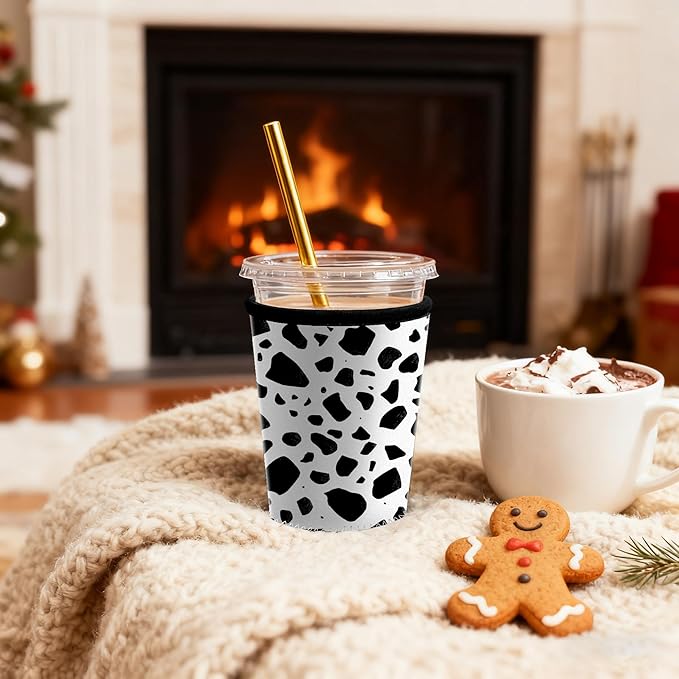 Cow Print Iced Coffee Sleeve Set of 3 Fits 16oz 24oz 30oz Cups Insulated Reusable Coffee Sleeve for Daily Use and Gifts